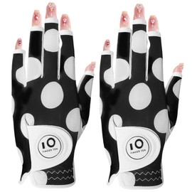 Golf Gloves for Women Left Hand Right Hand 2 Pack All Weather Golf Gloves with Ball Marker Squeeze Soft Comfortable Spring Summer Autumn (White Dots Nail, XS, Left Hand)