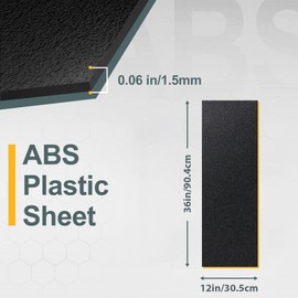 Kinlink Black ABS Plastic Sheet 12" x 36"x 0.06" Flexible Moldable Impact Strength and High Tensile 1/16" Thick (1.5mm) Abs Sheet Moldable Plastic DIY Materials for Home Decor and Handicrafts 6 Pack