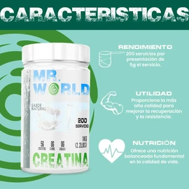 Suplemento Creatina Monohidratada Mr. World 1 Kg 200 Servici
