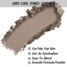 Grey Contour Palette Face Sculpting for Cool Toned Skin, Face Bronzer Makeup Contouring Palette - Highly Pigmented Gray Contour Shadow For Light Skin Tone
