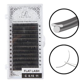 FELICIA Flat Lash Matte Eyelash Extensions Ultra Soft Single Matsueku Eyelash C-Curl 0.15 Thickness 0.4 inches (11 mm)