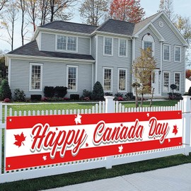 Happy Canada day decorations July 1 canada decorations party Large Outdoor Banner,Cnada day Porch Fence Banner Wall Decoration