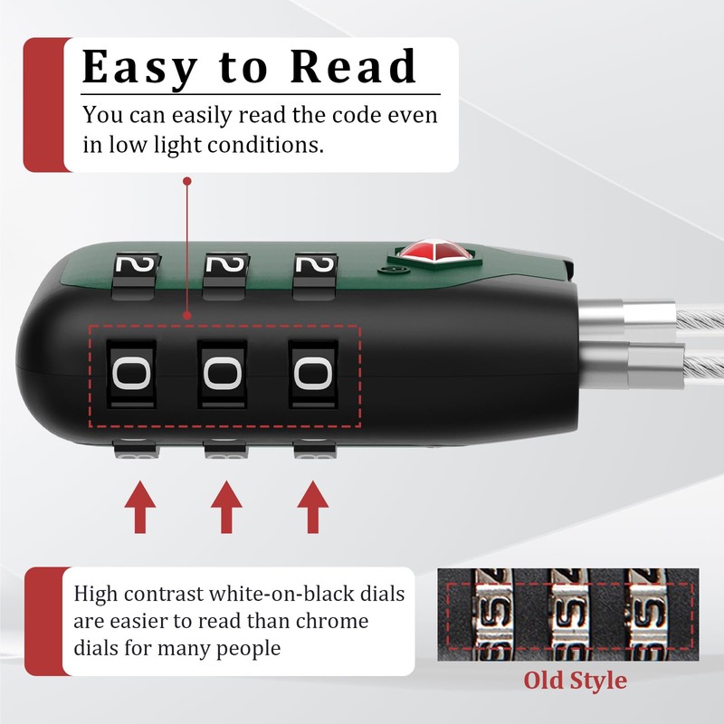 Joyway TSA Approved Luggage Lock, 3 Digit Combination Cable Lock