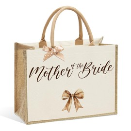 CHQIUCR Mother of the Bride Gifts Canvas Tote Bag Gifts for the Mother of the Bride Women Female Mom Mother of the Bride Reusable Beach Bag Shopping Bags Bachelorette Party Wedding Engagement