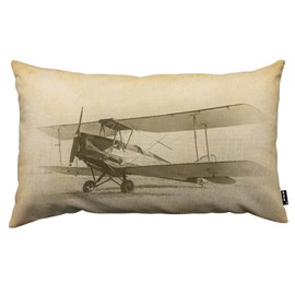 TKS MITLAN Old Vintage Airplane Throw Pillow Case Cushion Cover Air Travel with Biplane at Airfield Retro Aviation Aircraft Linen Couch Bed Sofa Car Waist Cushion Cover 12 x 20 inch