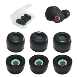 Mijusun Puntas de espuma viscoelástica para auriculares Sony WF-1000XM4/WF-C500 para Sony LinkBuds S WF-1000XM4 almohadillas para orejas de repuesto para funda de carga 3 pares color negro SMM4-FOAM