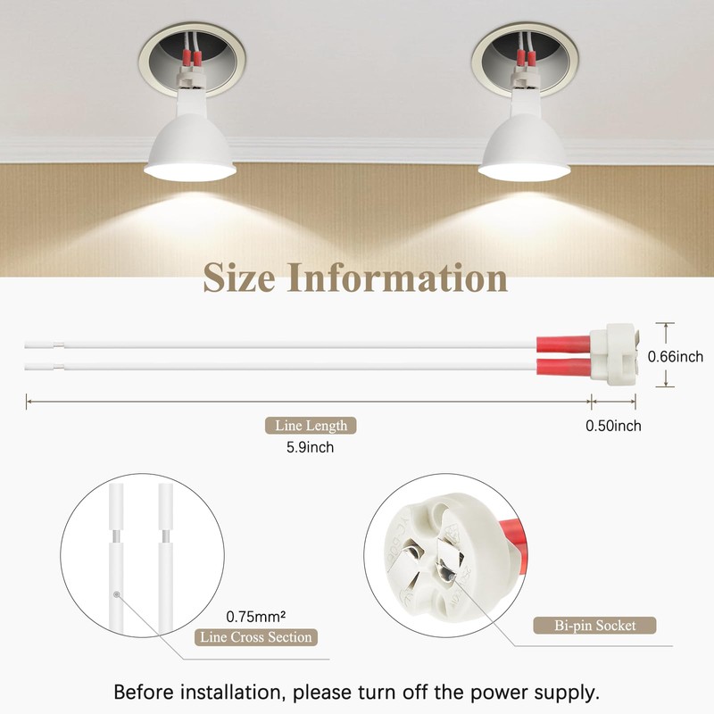 DiCUNO G4, GU5.3 Bi-Pin Ceramic Base Socket, MR16, MR11 Halogen