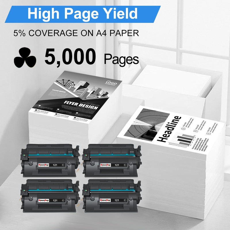 121 Black Toner Cartridge High Yield Replacement for Canon 121