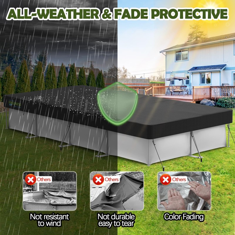 12x24 FT Rectangular Pool Covers for Above Ground Pools, Heavy