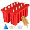 Azonbey Silicone Popsicle Molds, 10 Cavity, BPA-Free, Red, Cone Shaped,
