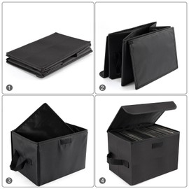 alavisxf xx 7-inch Vinyl Record Storage Box, Nylon Foldable and Stackable Set of 2 Vinyl LP Storage Organizer Case with Lid and Handle Can Hold 120 Single Record (7-inch)