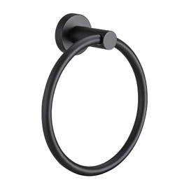 Towel Ring for Bathroom 1 Pack, Kitchen Bath Towel Holder Hangers Wall Mount Heavy Duty Storage Stainless Steel Matte Black (Matte Black)