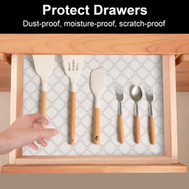 Cooyes Drawer and Shelf Liner for Kitchen Cabinets, Non Slip Waterproof Shelf Paper Non Adhesive Refrigerator Liners for Shelves,Cupboard, Drawer, Storage, Desks