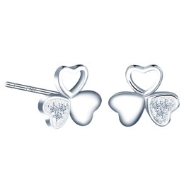 MICGIGI Women 925 Sterling Silver Earrings 3 Leaves Cloverleaf Earrings Stud Earrings