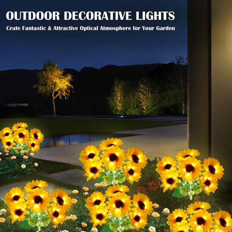 Solar Garden Lights - Solar Sunflower Outdoor Decorative Stake Lights