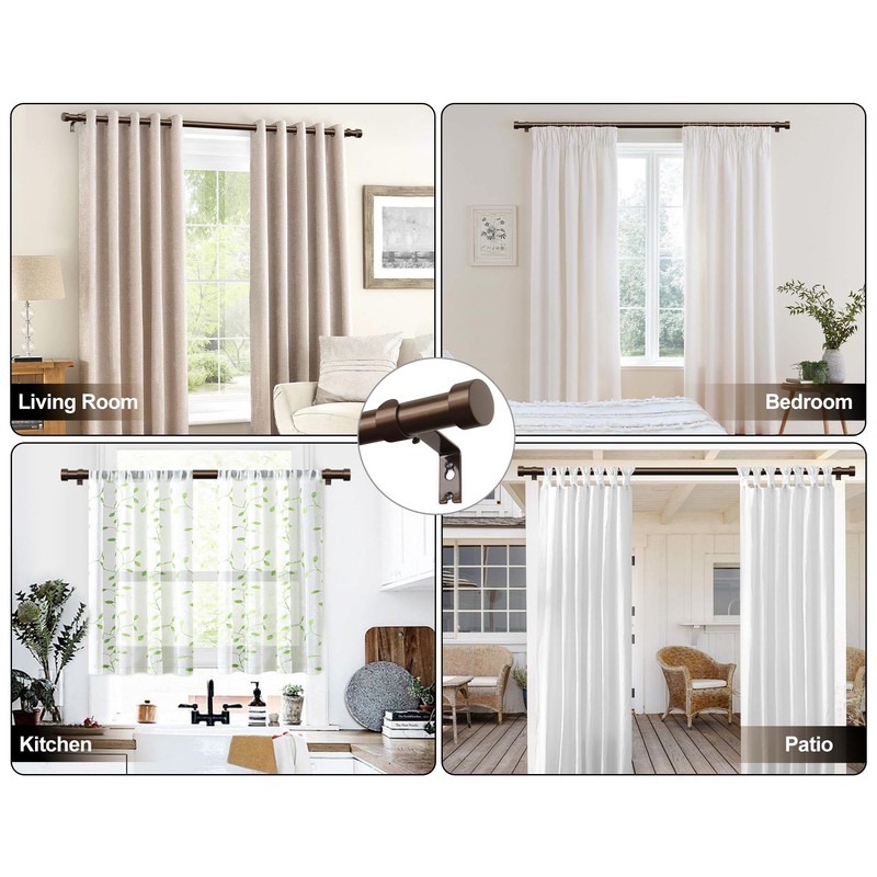 KAMANINA Bronze Curtain Rods for Windows 48 to 84 Inch