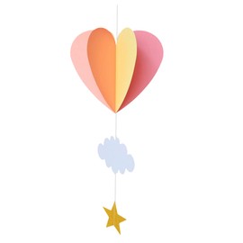 3D Papier Dekoration, Wolke Heißluftballon Hängende Ornamente für Hochzeit Babyparty Happy Birthday Party Dekoration 55cm, Hellrosa, Gelb, Rosa