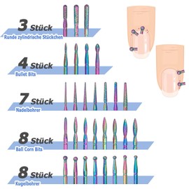 Mesee 30 Piece Diamond Nail Drill Set, Stainless Steel Nail Drill Accessories, Nail Grinder Attachments Bits, Nail Drill Tools, Polishing Grinding Body for Manicure, Pedicure, Home Nail Care