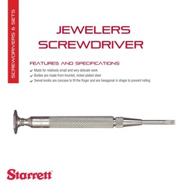 Starrett Jewelers Screwdriver with Knurled Grip and Nickel-plated Steel Bodies - Ideal for Fine, Delicate Work, and Relatively Small Work - 0.100-Inch Blade Width - 555E