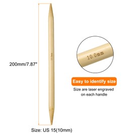 HARFINGTON 5Pcs Bamboo Knitting Needles Double Pointed US 15(10mm) 7.9 Inch(20cm) Straight for Handmade Creative DIY Knitting Craft Yarn, Yellow