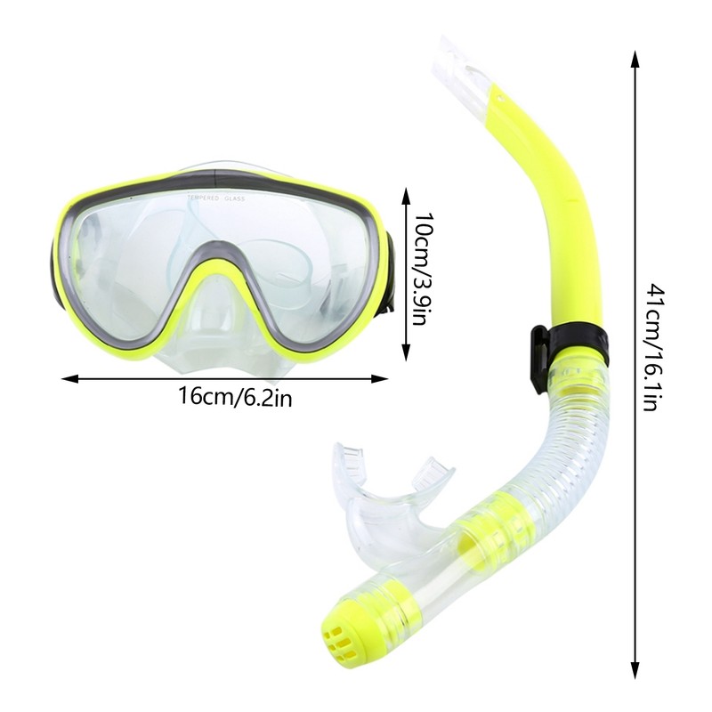 Diving Tempered Glass Snorkel Set Full Dry Breathing Tube Snorkeling