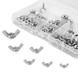 BGTXINGI 105Pcs 6 Kinds 304 Stainless Steel Wing Nuts M3 M4 M5 M6 M8 M10 Butterfly Wing Nuts Anti-Slip Anti-Loose Assortment Kit