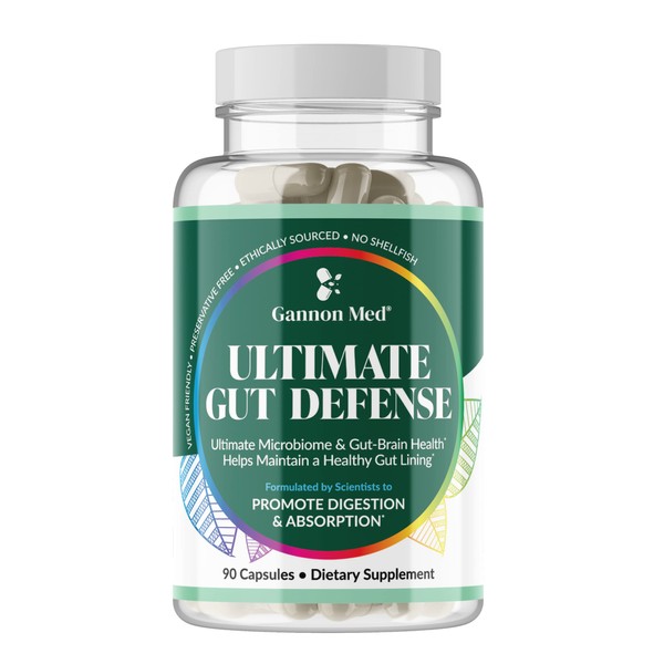 GANNON MED Ultimate Gut Defense & Restoration Supplement for Gut Health Leaky Gut Lining Microbiome Enzymes - Natural Gut-Brain Total Digestive Immune Boost 90 Caps