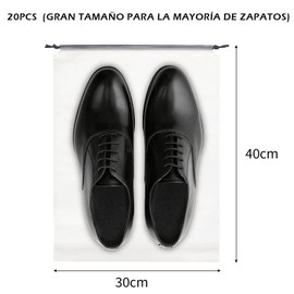 MXCOCO 20Pcs Bolsa para Zapatos, Bolsa de Viaje Esmerilado Transparente con Cordón, Portátil Visible Impermeable Antisuciedad, Multifunción Bolsa Organizadora Para Zapatos, Ropa, Cosméticos, Viaje