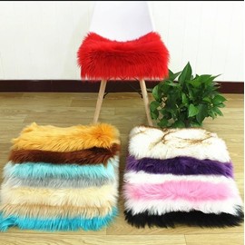 champracer Faux Fur Rug Chair Cushion Small Square Seat Cover Fluffy Cushion Carpet Mat Soft Fluffy Living Room Bedroom Sofa Photography Chair Seat Cushion (Black, 40 x 40 cm)