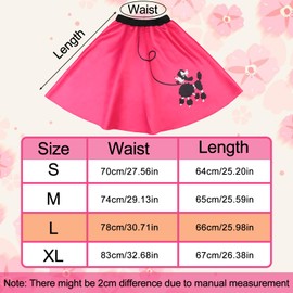 ZhouBoat 4 PCs 1950's Women Costume, Poodle Skirts for Women, Scarf Eyeglasses Bandana Tie, Cotton Embroidery Poodle Socks, M