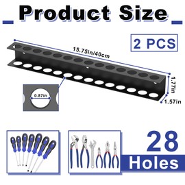 iCHKED Screwdriver Organizer Wall Mount, Screw Driver Holder,Metal Plier Rack Utility Tool Rack Organizers and Storage Rack for Garage Workshop Workbench Tool Chest Cart (2 PCS)