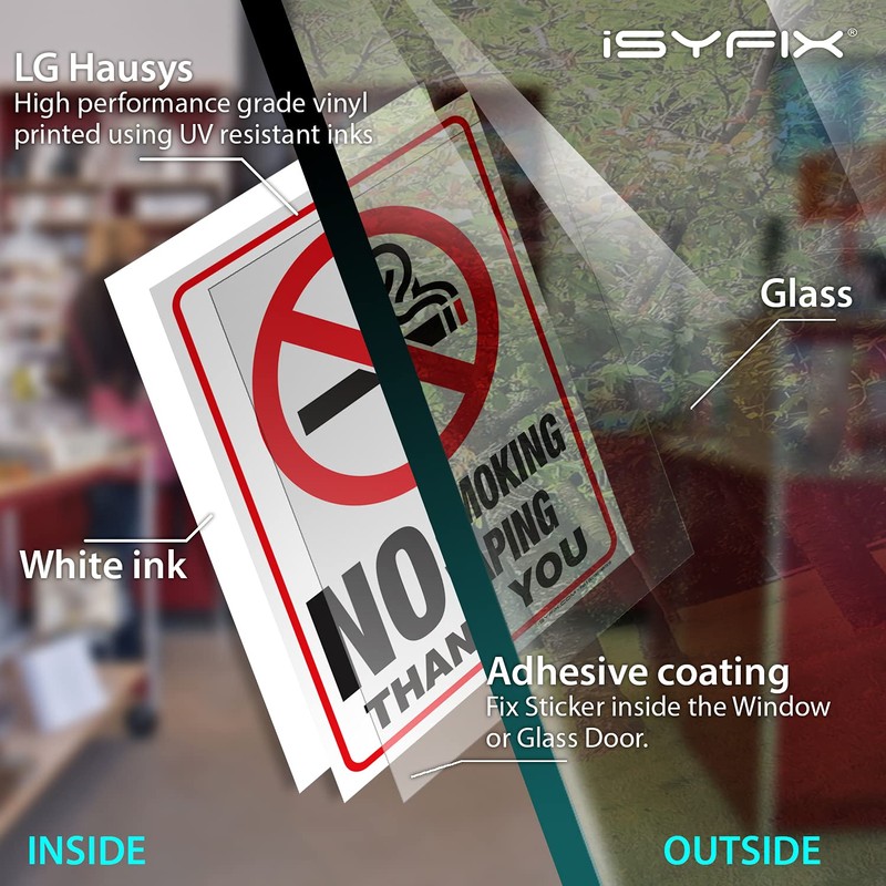 iSYFIX No Smoking No Vaping Sticker Signs - 2 Pack