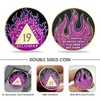LREQASOR Purple Flames Sobriety Coin 19 Year AA Chip Recovery