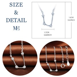 MicLee Women's 925 Sterling Silver Cubic Zirconia Necklace 12 Constellations Zodiac Sign Pendant Silver Chain with Gift Bag Super Gift for Couples Mother Daughter, Silver, Cubic Zirconia
