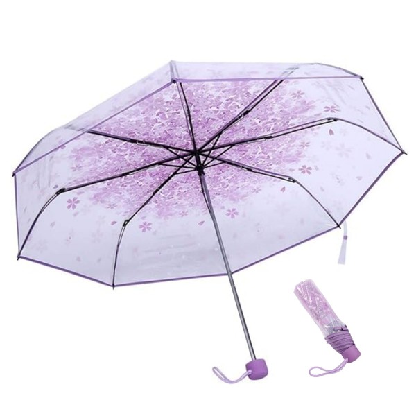 Mokernali Clear Umbrella, Transparent Foldable Umbrella, Fashionable Princess Umbrella with