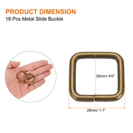 sourcing map 18Pcs Metal Rectangle Ring Buckles, 4/5" x 1" Square Strap, Bronze