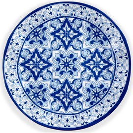 Q Squared Talavera Azul Blue Melamine Dinner Plate, 10.5-Inch, Single Plate