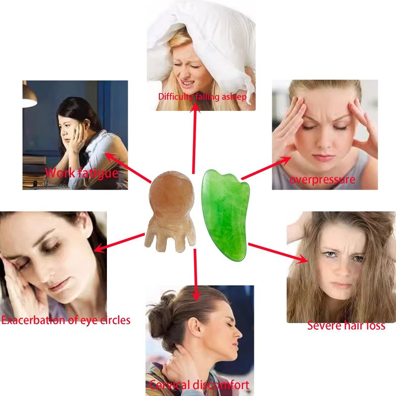 2 pcs Gua Sha Scraping Massage Tool, green Jade Guasha