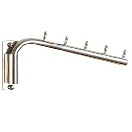 Da Jia Stainless Steel 12.6inch Wall-Mounted Brushed Rotating Clothes Hanger Drying Rack with Swing Arm Holder for Home Closet Storage(A 5 Hooks)