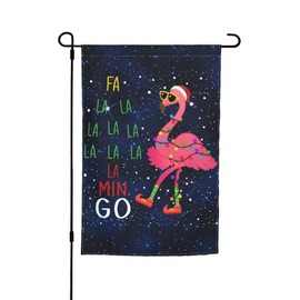 Christmas Flamingo Garden Flag 12x18 Inch Double Sided Outside, Seasonal Thanksgiving Rustic Yard Outdoor Decorative Flag
