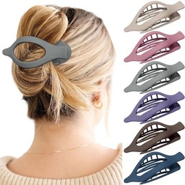 French Flat Hair Clips for Women - 6-piece suit Flat Claws for Thin Thick Hair Strong Hold No Slip Grip Hair Claw Clips for Women Girls:_6 Pack-Multicolor E