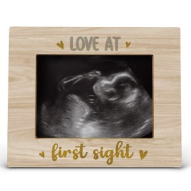 FONDCANYON Love at First Sight Picture Photo Frame,Gender Reveal Baby Shower First Time Mom Gifts,First Mother's Day Gifts Picture Frames (5x7 Inch Photo)