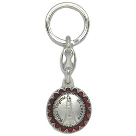 Generico 50.500.31 026BASROS Key Ring Round Tip Enamelled Red Blessed Virgin Madonna of Loreto and Loreto Basilica Silver, Silver / black