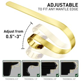 Edoneery Christmas Stocking Holders for Fireplace Mantle with Separate Double-Sided Tapes, 4 Pack Adjustable Non-Slip Metal Stocking Hangers for Mantel Xmas Party Decorations,Gold