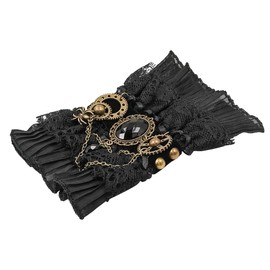 Namvo 2PCS Ladies Fingerless Lace Gloves Gothic Victorian Bracelets Retro Lace Steampunk Gear Bangle Steampunk Bracelets