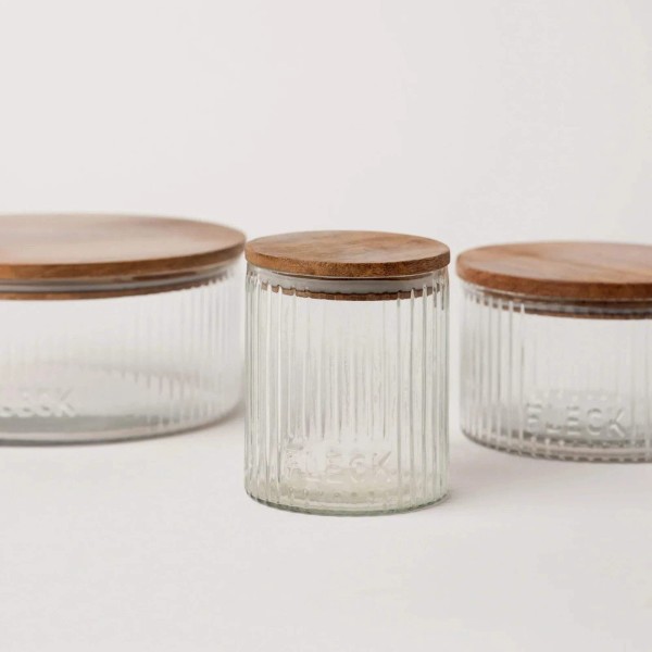 Powered by People Fluted Glass Storage Jars - set of