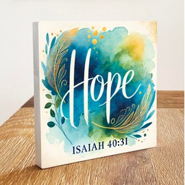 Isaiah 40 31 Gifts for Women - Bible Verse Art - Wooden Scripture Sign, Shelf or Wall Decor, Small Wooden Block 6 x 6 inches