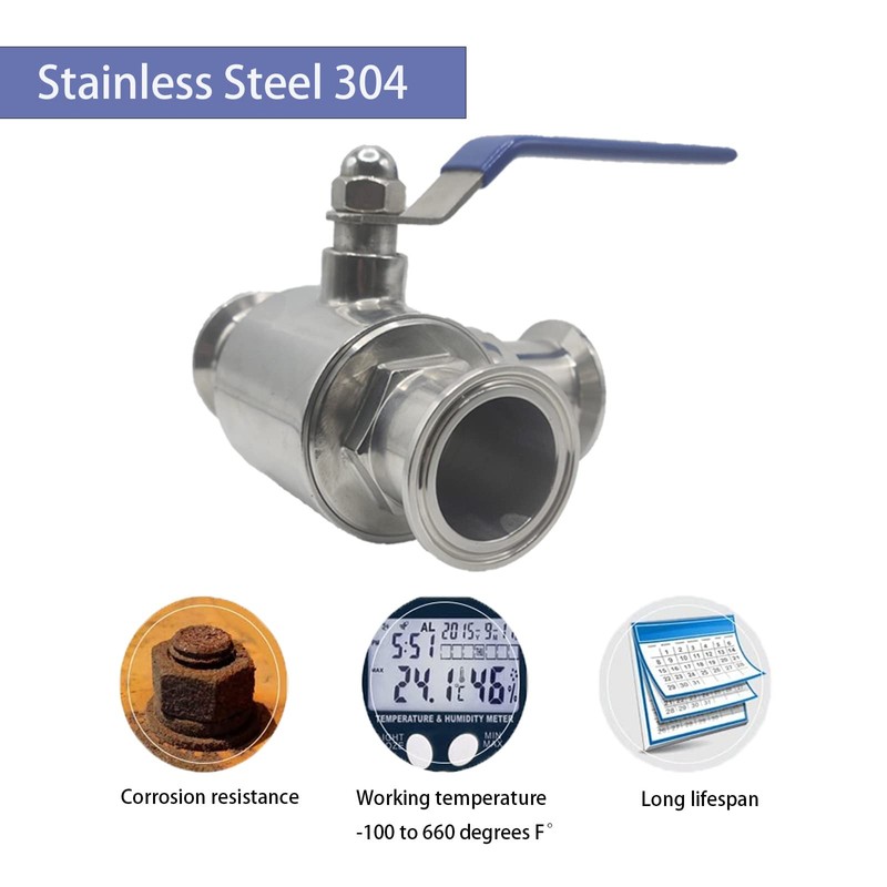3-Way Ball Valve, 1.5 Inch Sanitary Ball Valve Clamp, 1/2