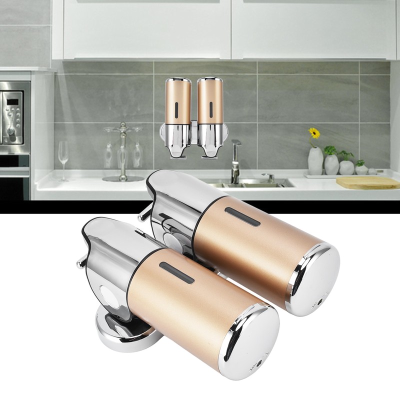 Wall Mount Soap Shower Dispenser Dual Pump 2 Separate Compartments