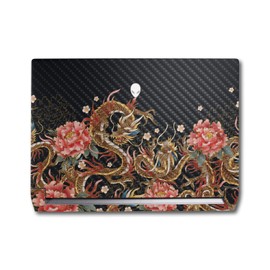 MightySkins Carbon Fiber Skin Compatible With Alienware M17 R5 (2022) Full Wrap Kit - Stitch Dragons | Protective Durable Textured Carbon Fiber Finish | Easy To Apply & Change Styles | Made in the USA